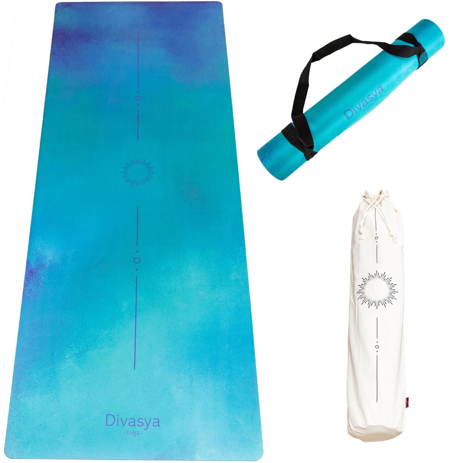 Divasya - Tapis De Yoga En Microfibre Recyclés Et Caoutchouc Natural | 3 Modèles De Yoga - Tapis De Yoga - Bleu - 183 Cm - Decathlon