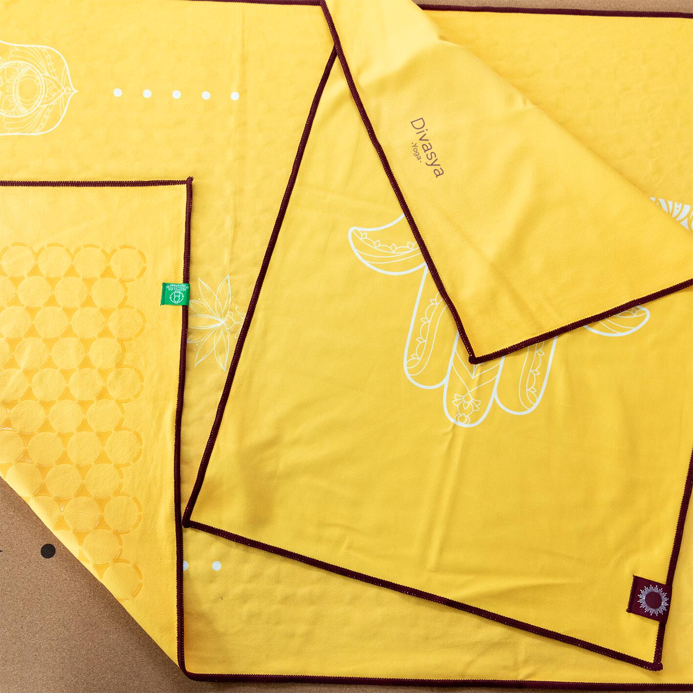 Yoga Handtuch Set: rutschfest durch Silikon-Wabenstruktur, in 6 Farben & Designs 5/7