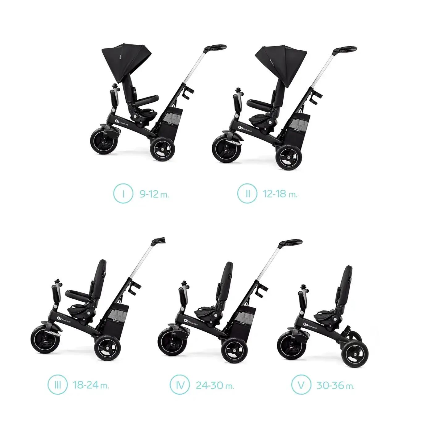 TRICICLETA KINDERKRAFT EASYTWIST, BLACK 2/14