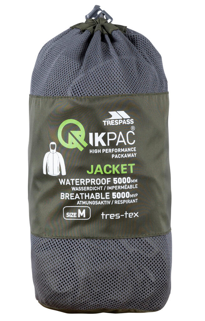 Veste shell Trespass QIKPAC X unisexe verte imperméable 3/6