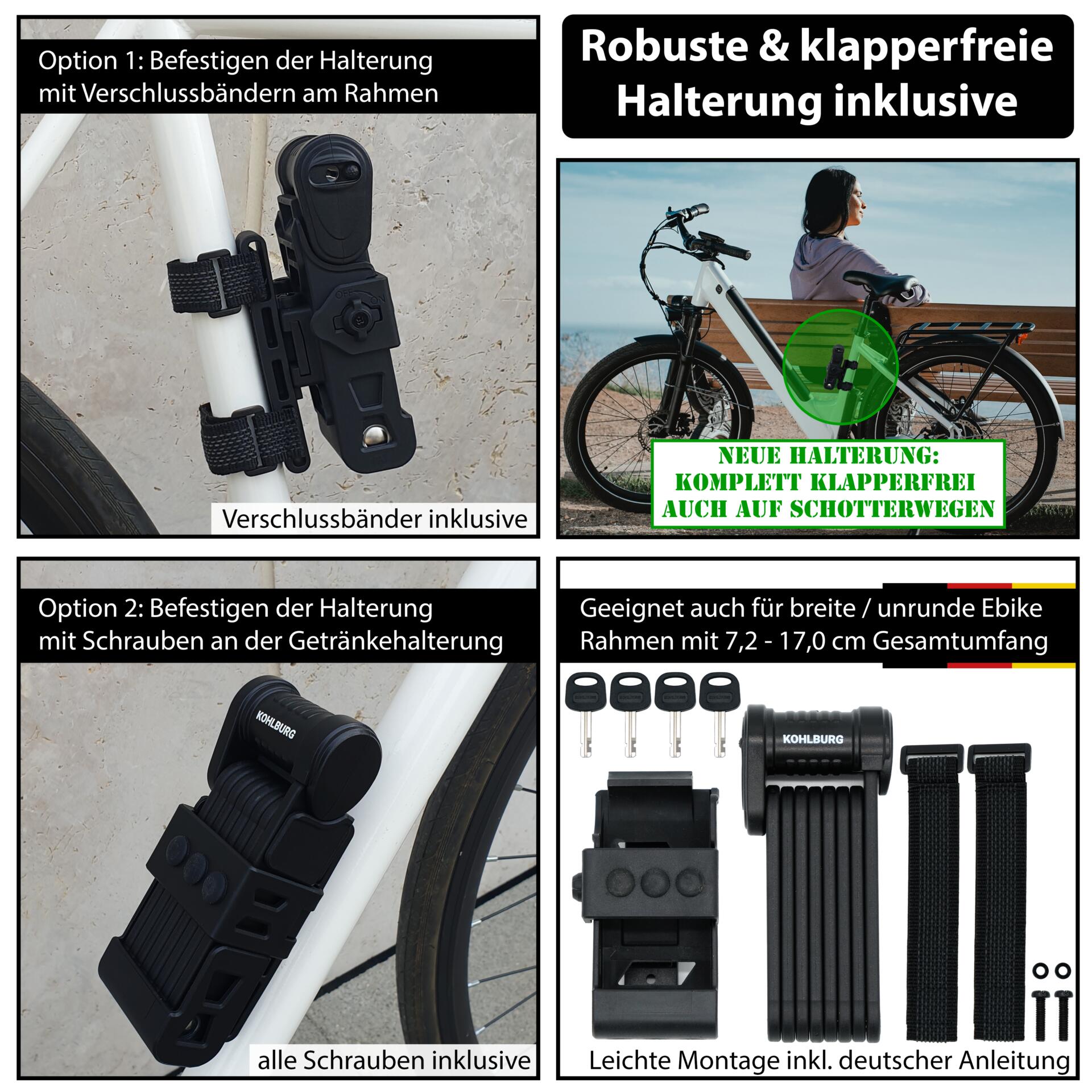Sicherheits-Faltschloss, sicheres Fahrradschloss 89cm lang fr E-Bike &  Fahrrad | Decathlon