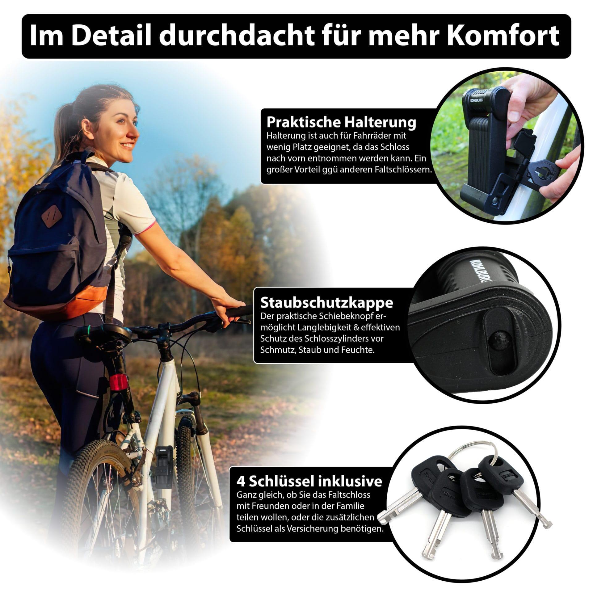 Sicherheits-Faltschloss, sicheres Fahrradschloss 89cm lang für E-Bike & Fahrrad 6/8