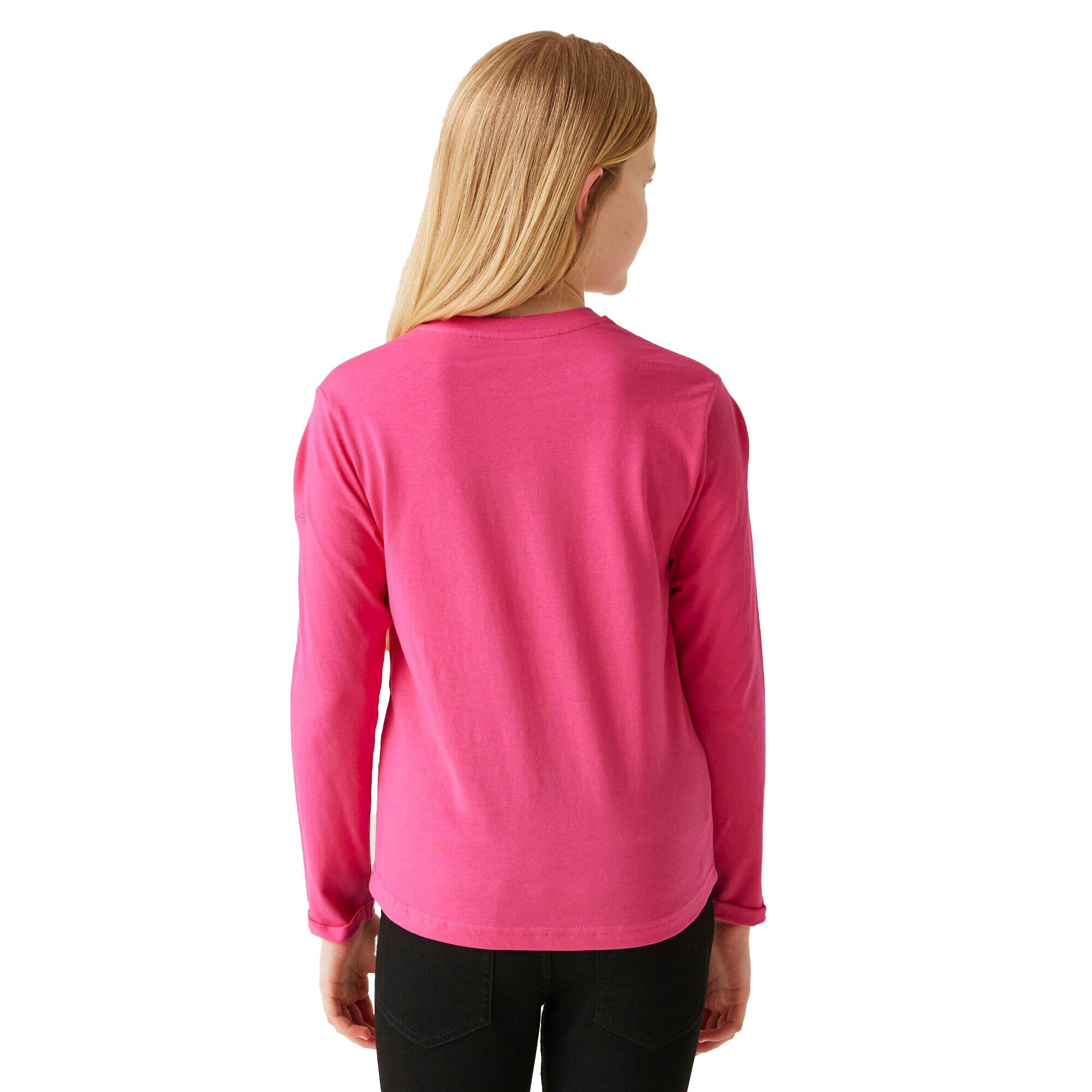 Childrens/Kids Wenbie III Hearts & Flowers LongSleeved TShirt (Hot Pink) 3/5