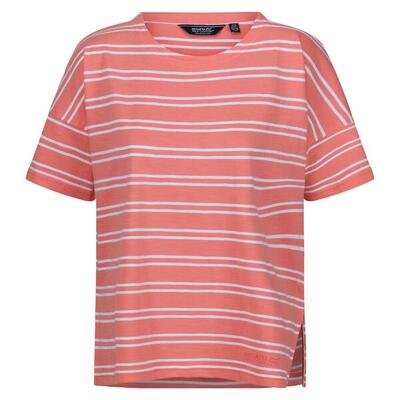 Camiseta Abaya de Rayas para Mujer Rosa Concha, Blanco