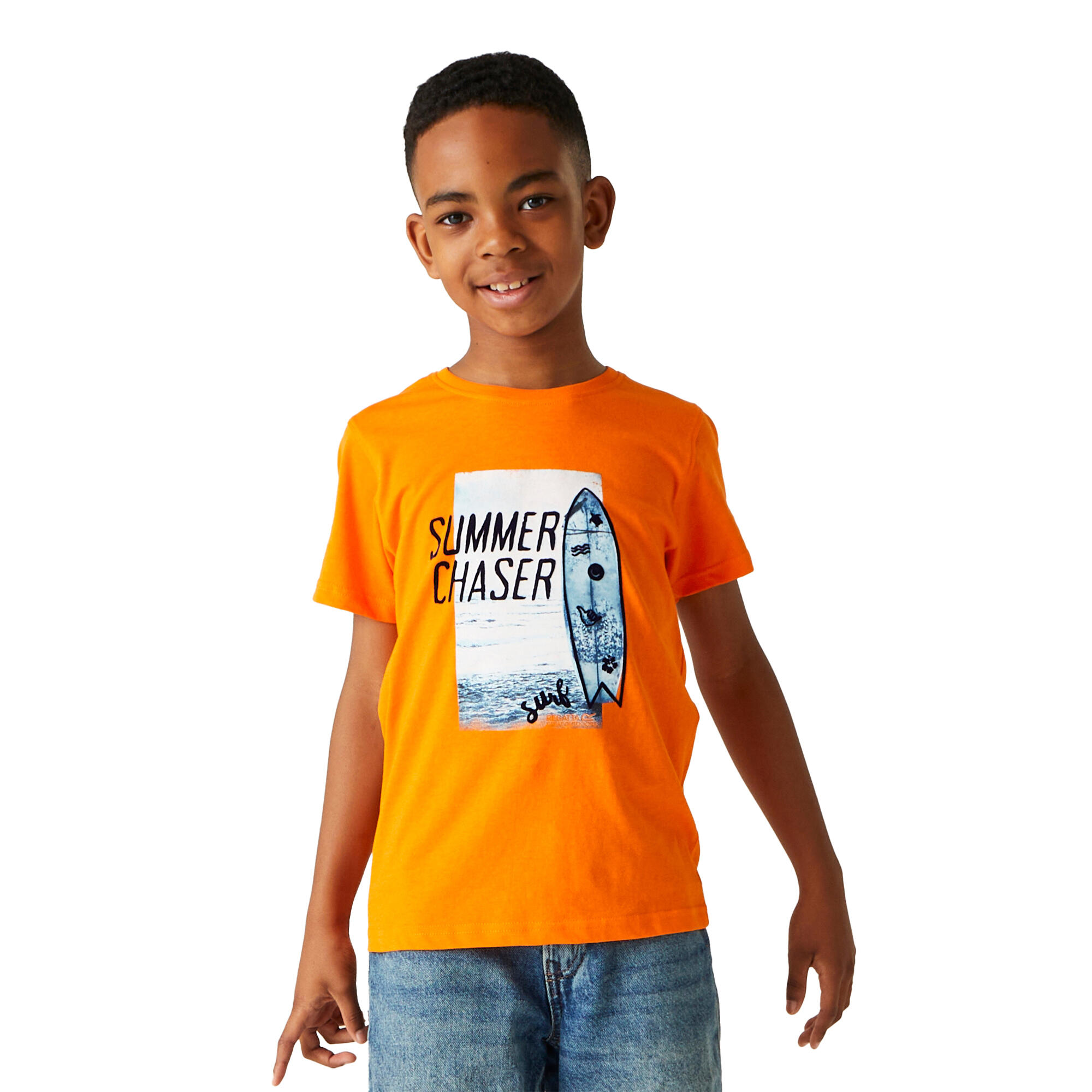 Childrens/Kids Bosley VII Surfboard TShirt (Persimmon) 4/5