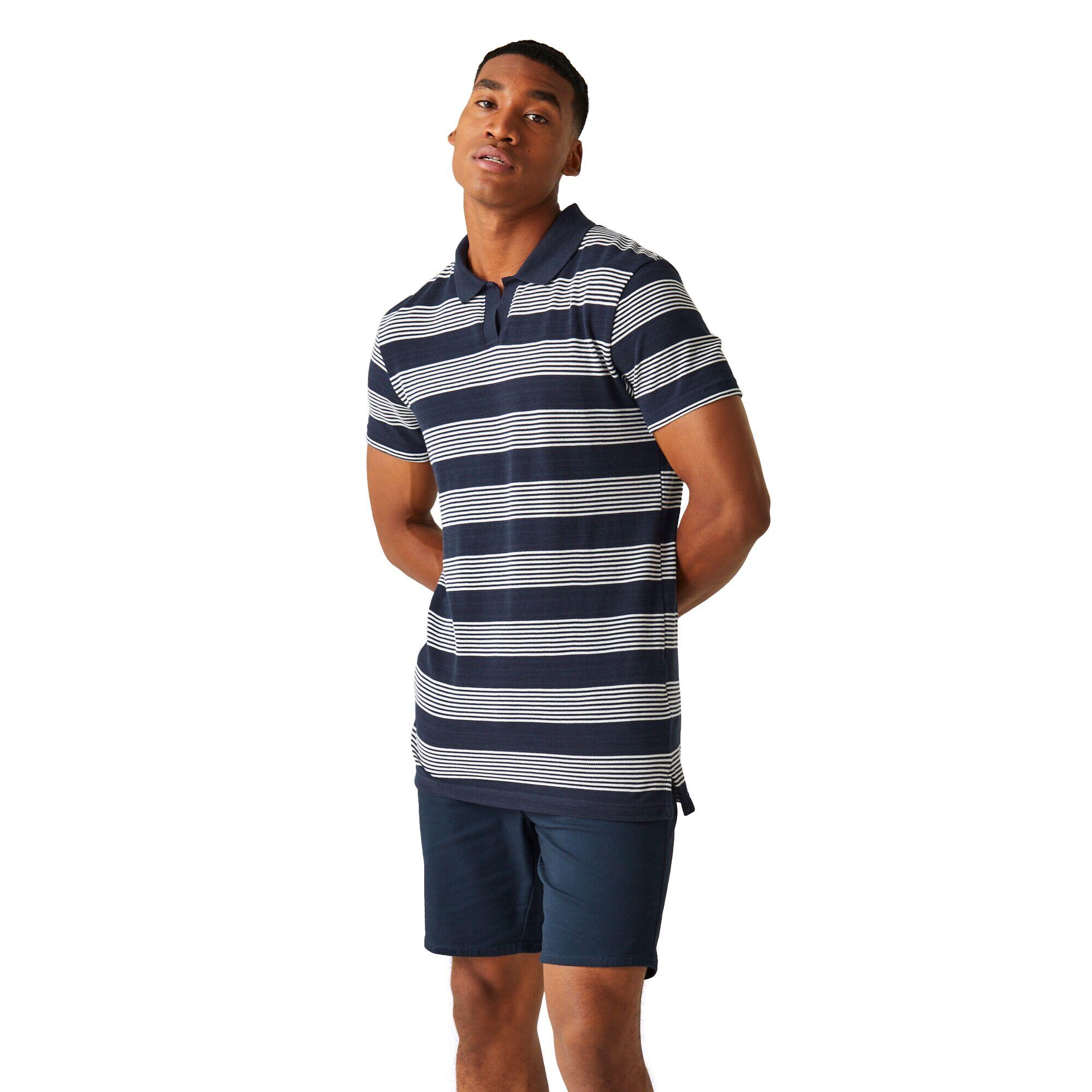 Mens Tempete Stripe Polo Shirt (Navy/White) 4/5