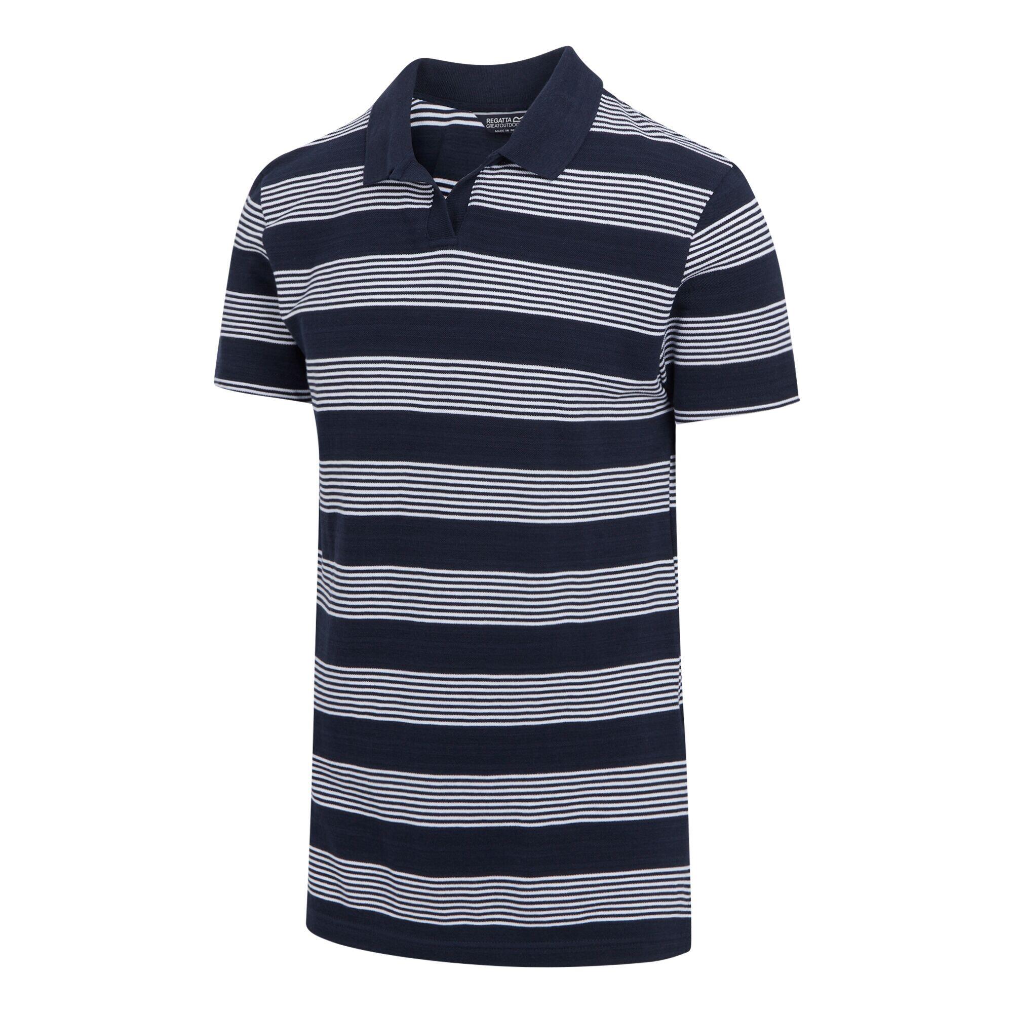 Mens Tempete Stripe Polo Shirt (Navy/White) 3/5