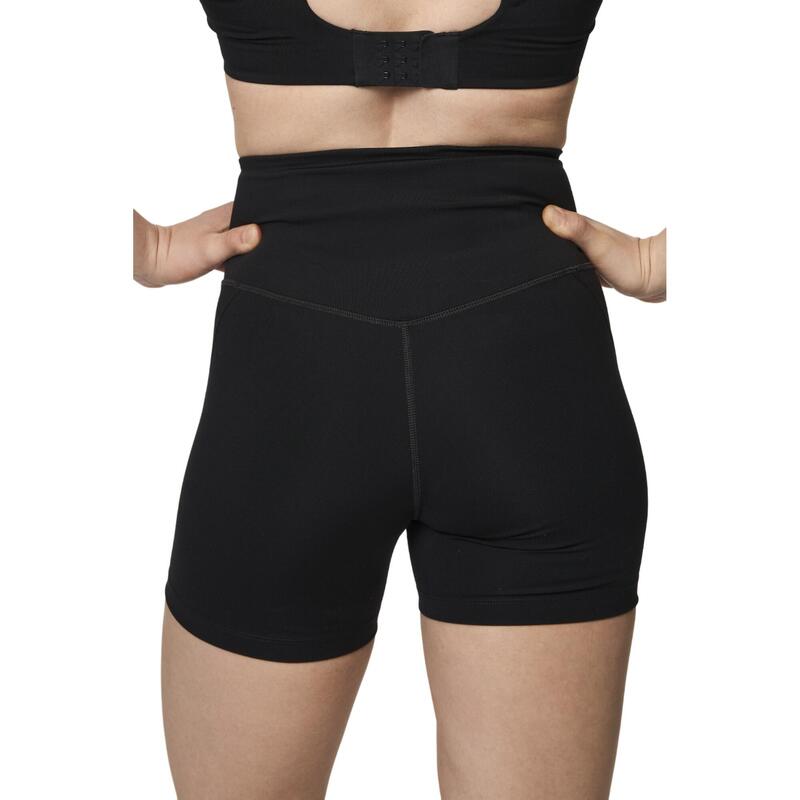 Dames Compressieve High Rise Hardloopshort (Zwart)