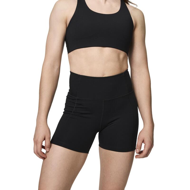 Dames Compressieve High Rise Hardloopshort (Zwart)