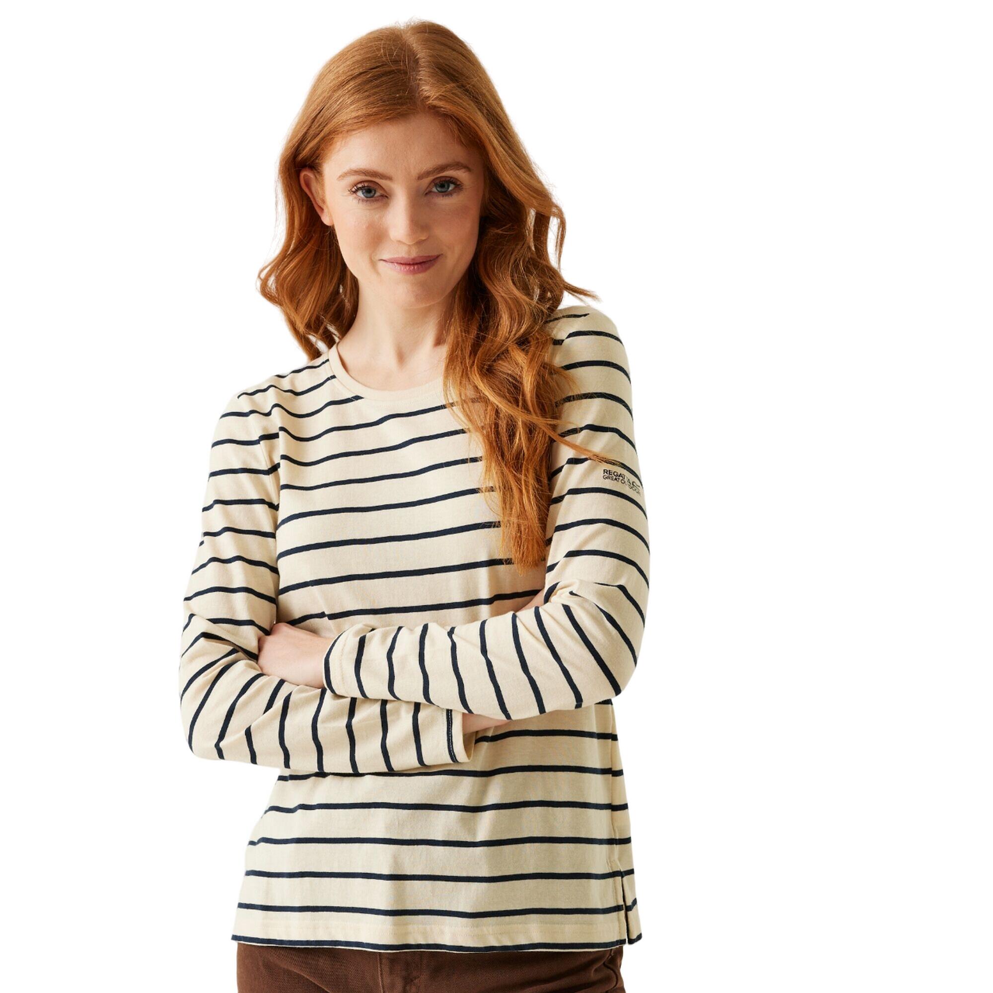 Womens/Ladies Federica II Stripe LongSleeved TShirt (Light Vanilla/Navy) 4/5