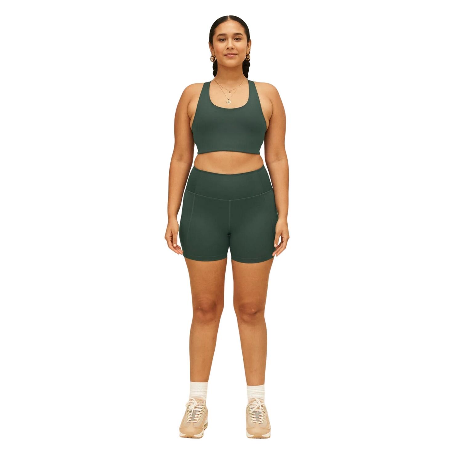 Womens/Ladies Compressive High Rise Running Shorts (Moss) 3/3