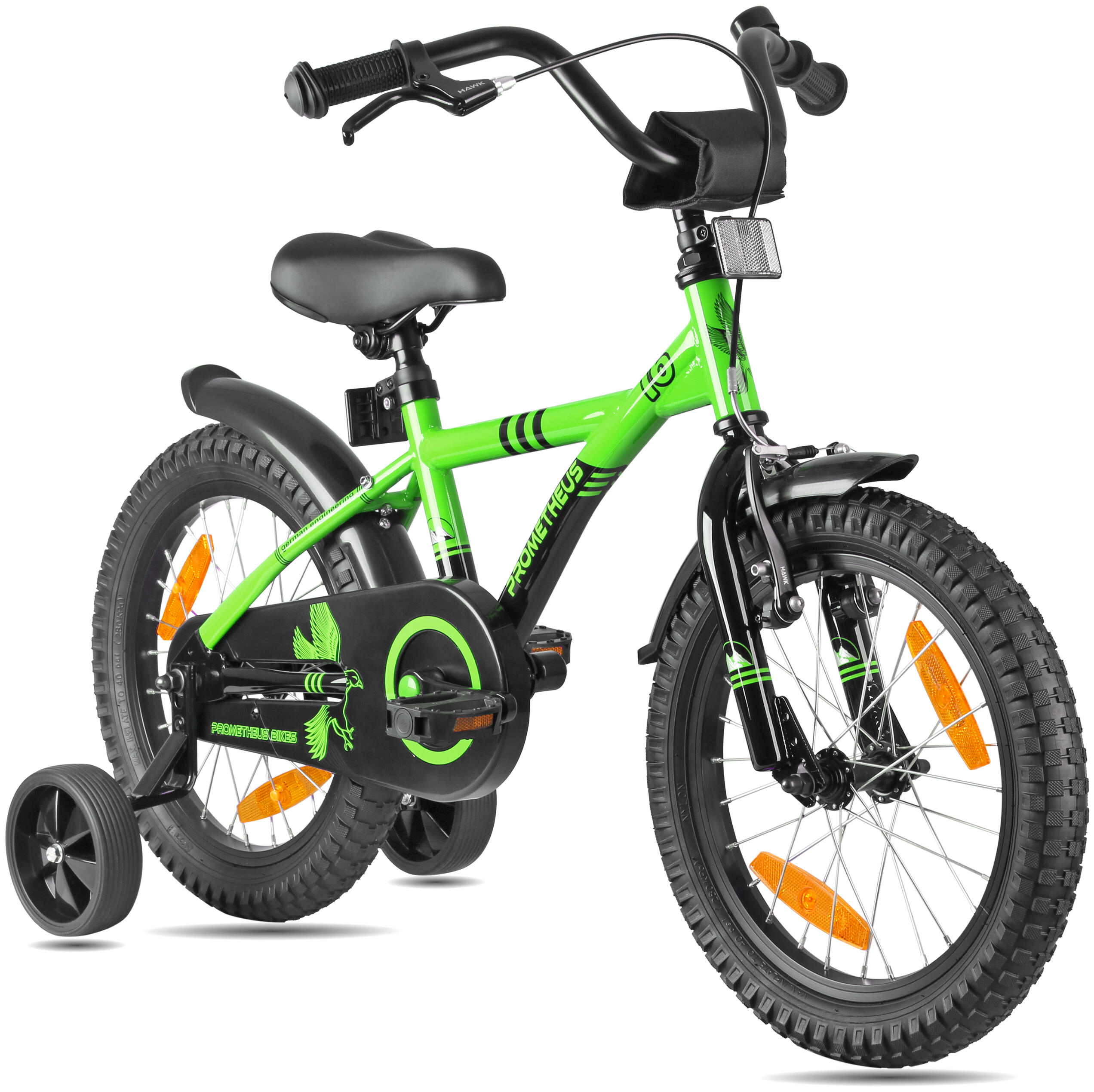 PROMETHEUS BICYCLES Kinderfiets 16 inch vanaf 4 -6 jaar fiets met terugtraprem en zijwieltjes