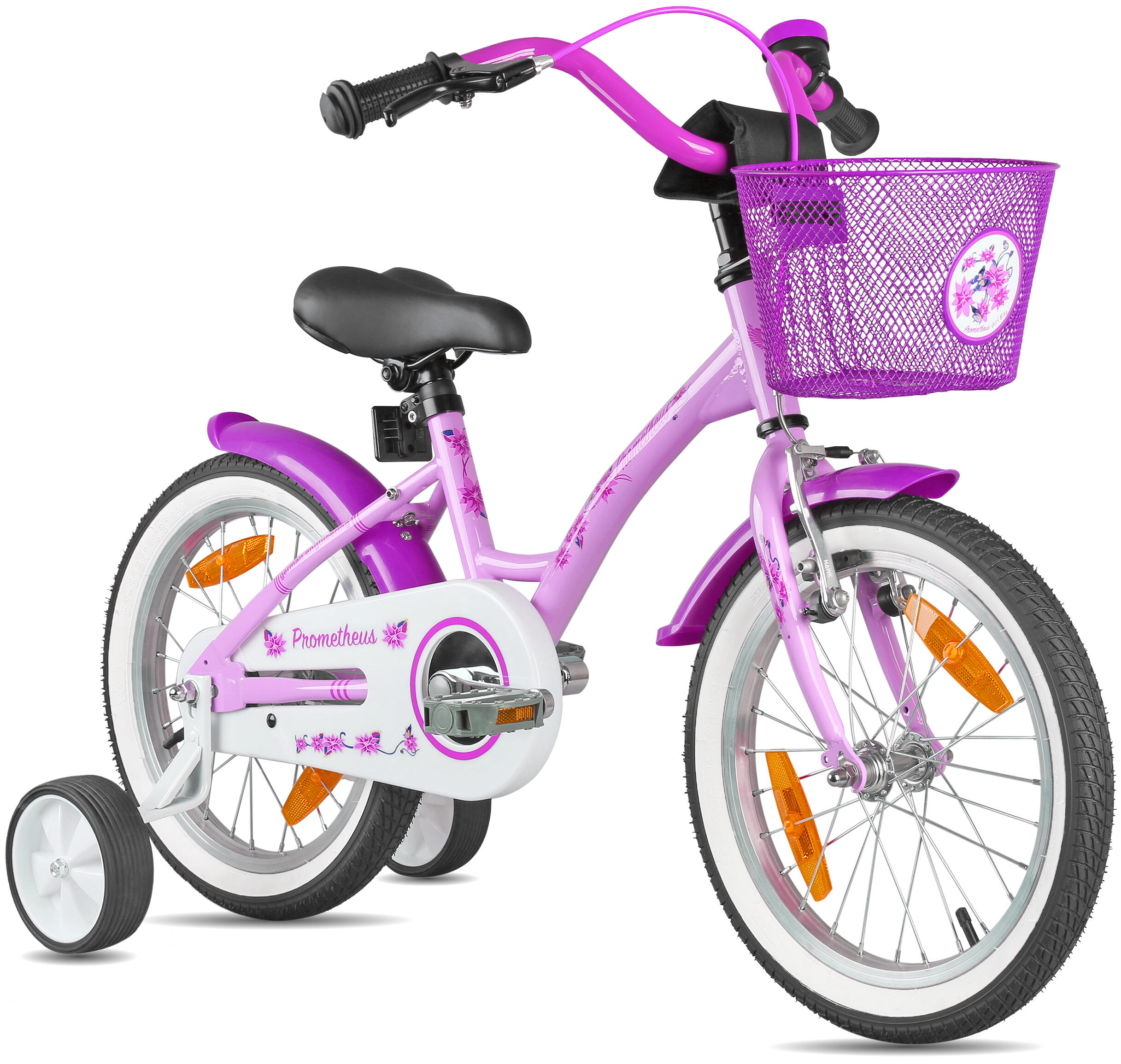 PROMETHEUS BICYCLES Kinderfiets 16 inch vanaf 4 -6 jaar fiets met terugtraprem en zijwieltjes