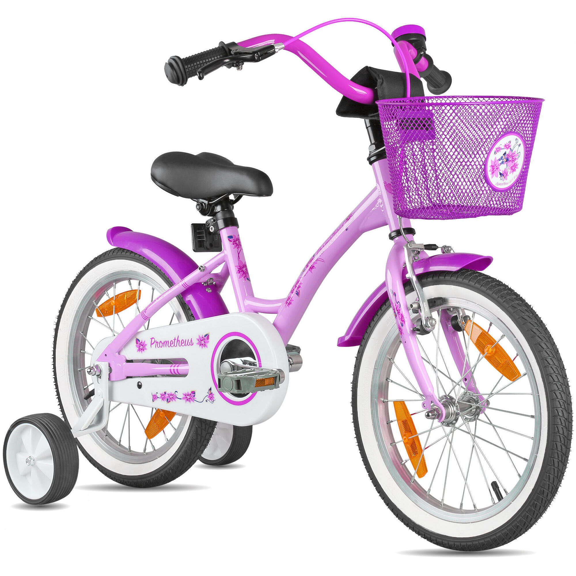 Prometheus Bicycles - Vélo 16 Pouces Enfant 4-6 Ans Avec Roues Stabilisateurs Et Rétropédalage - Vélo Enfant - Blanc|violet - 16" - Decathlon