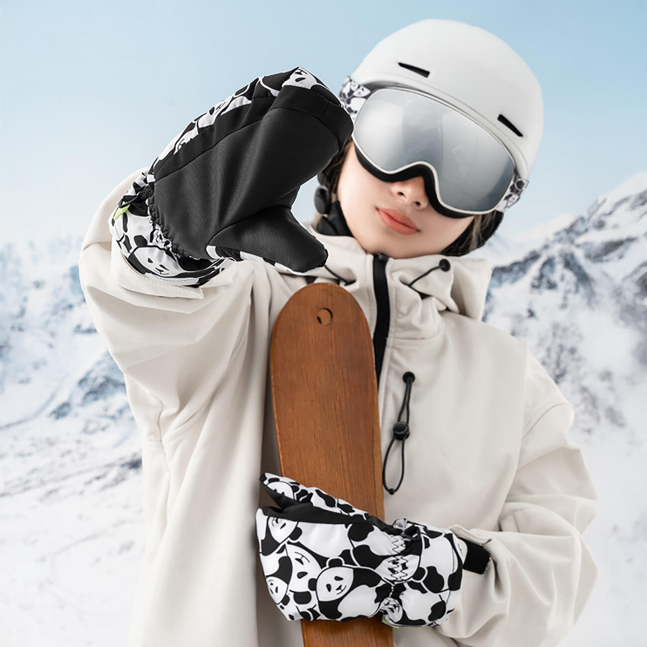 Guanti da sci per bambini Qunature Panda Heat 6/7