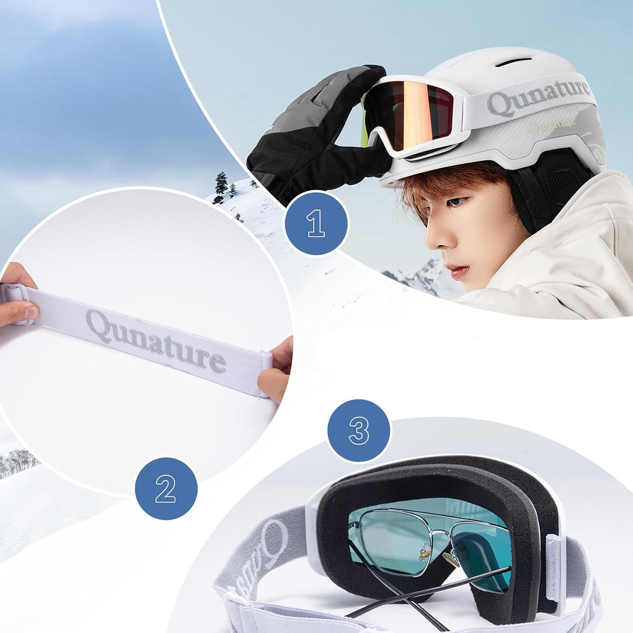 Maschera da sci unisex Qunature con protezione UV400 2/5