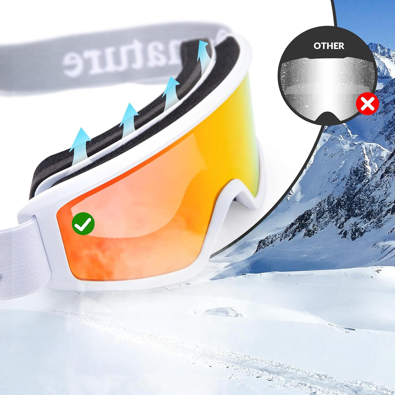 Maschera da sci unisex Qunature con protezione UV400 4/5