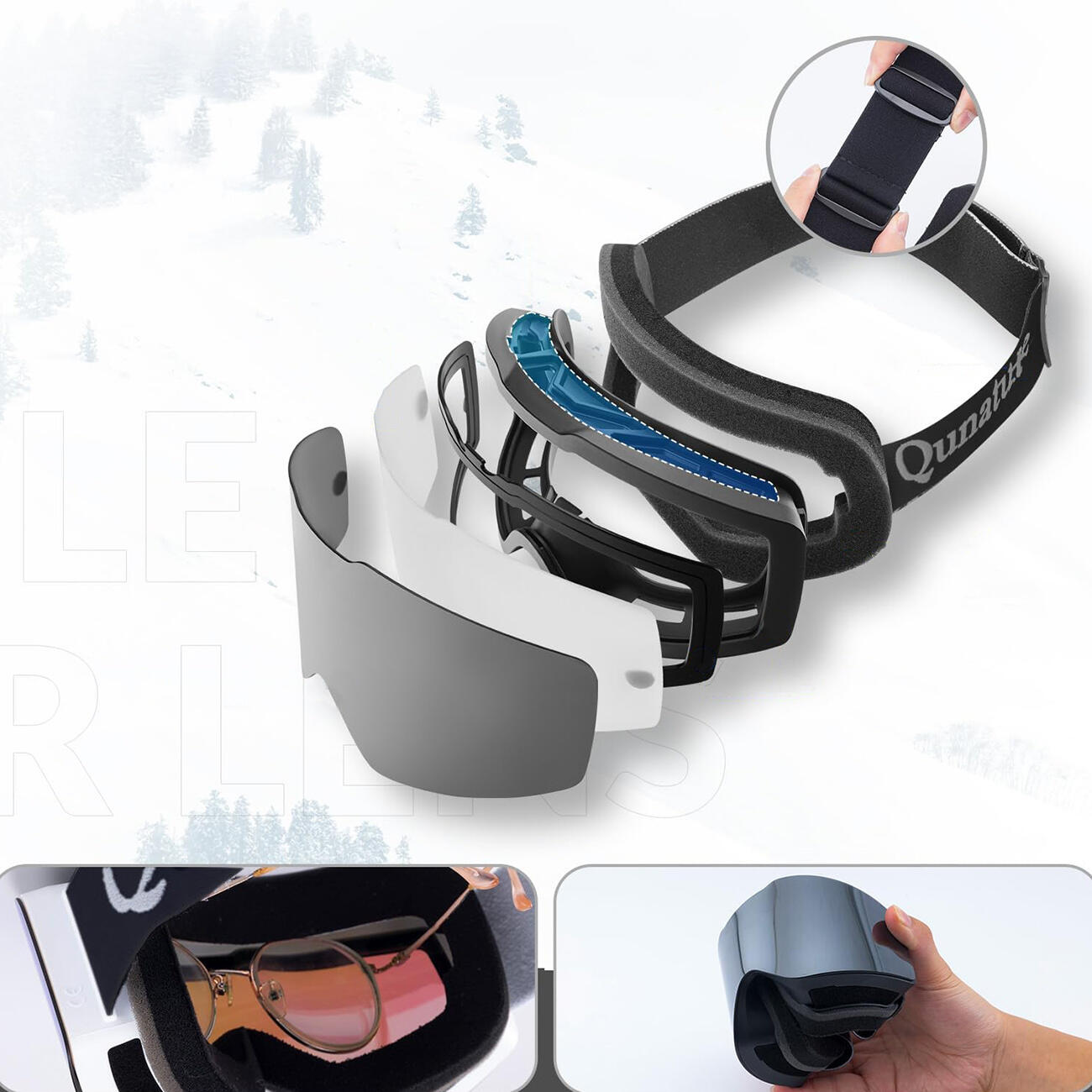 Maschera da sci unisex Qunature con protezione UV400 3/7