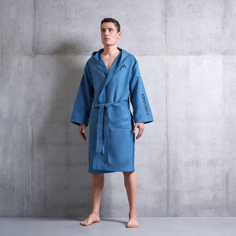 Peignoir enfant en microfibre avec capuche, couleur Uniform Blue