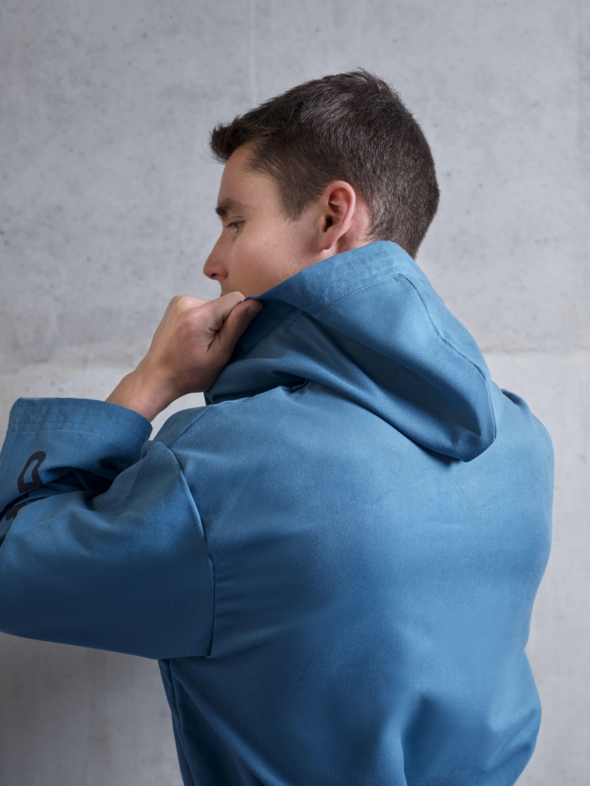 Kinderbadjas van microvezel met capuchon, kleur Uniform Blue 3/3
