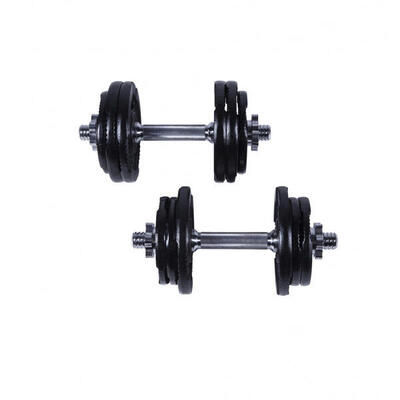 Dumbellset 27.5 kg - halterset - gripper gietijzer - zwart - 30 mm