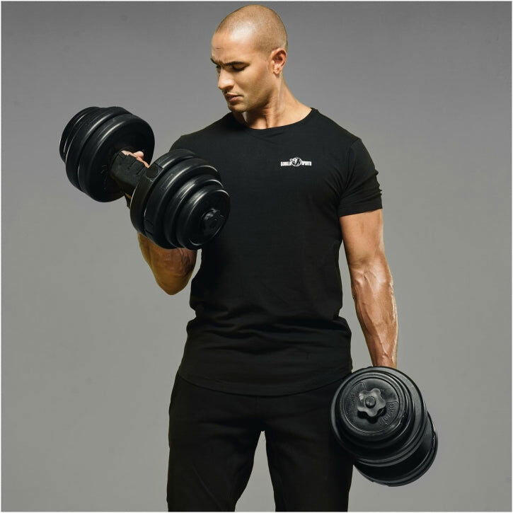 KIT HALTÈRES COURT 30KG AVEC DISQUES PLASTIQUES | MUSCULATION | 25MM