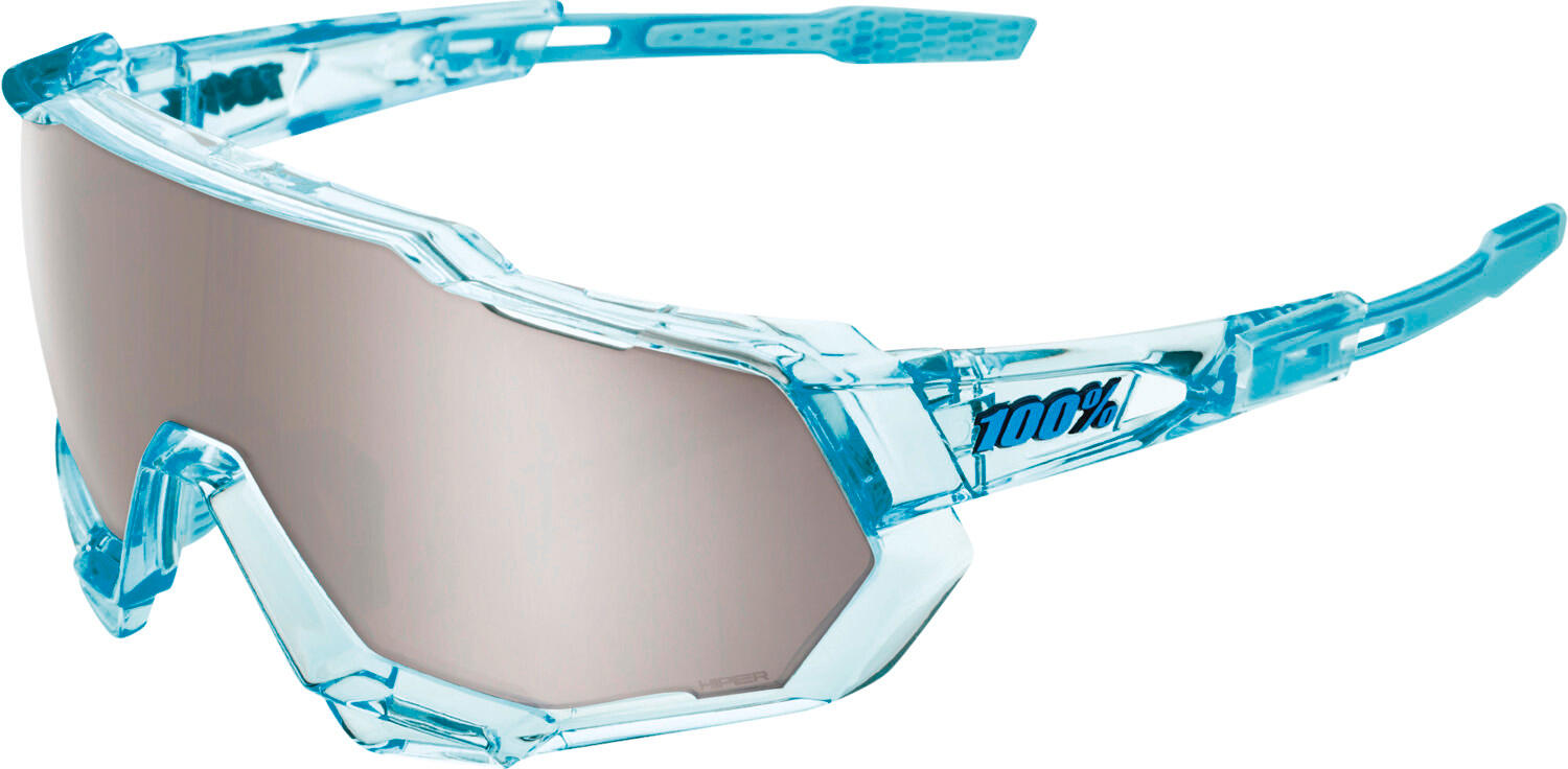 100% Occhiali Speedtrap Polished Translucent Mint-HiPER Silver Mirror Lens