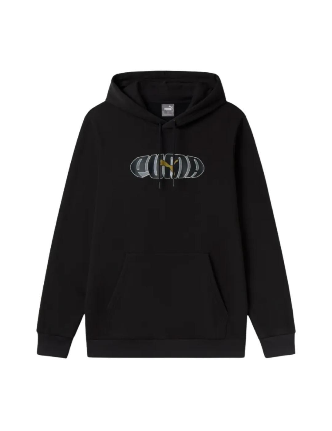 Sweat-shirts polaires pour hommes Puma Ess graphic hoodie Noir. 1/4