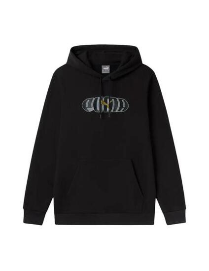 Felpe con cappuccio in pile da uomo Puma Ess graphic hoodie Nero