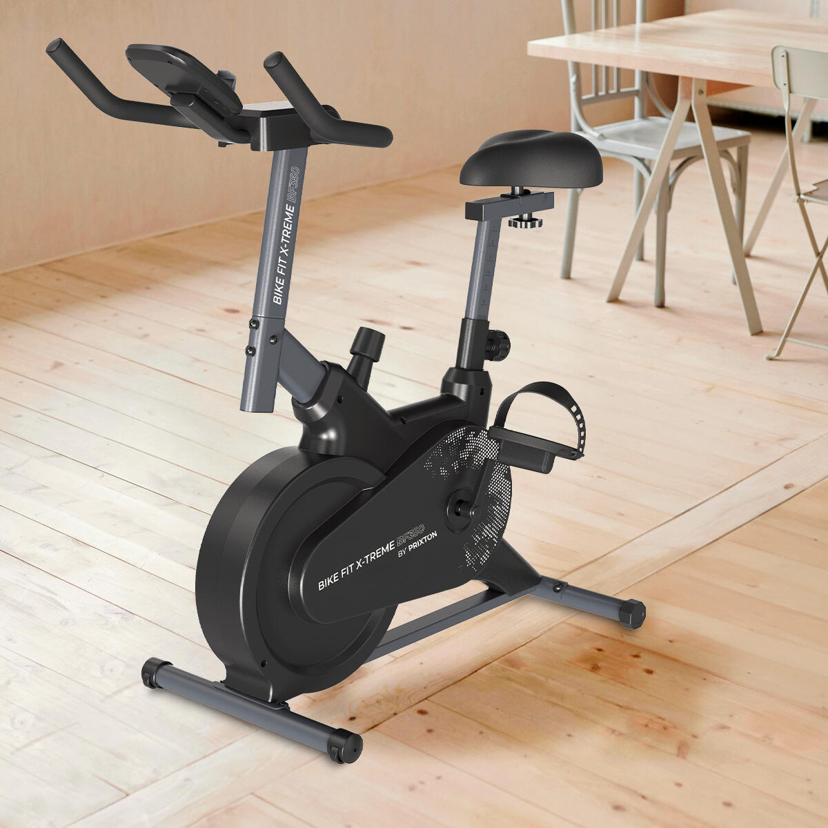 Vélo d'appartement PRIXTON BF350 - Résistance 6kg - Noir - 87x67x22cm - 120kg 5/7