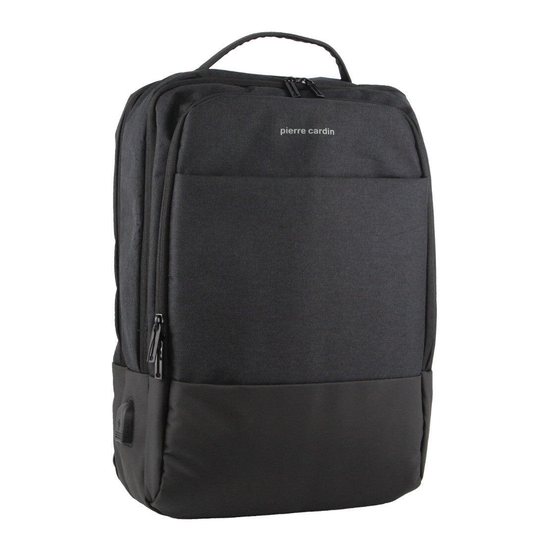 Pierre Cardin Travel & Business Backpack with Built-in USB Port in Charcoal
