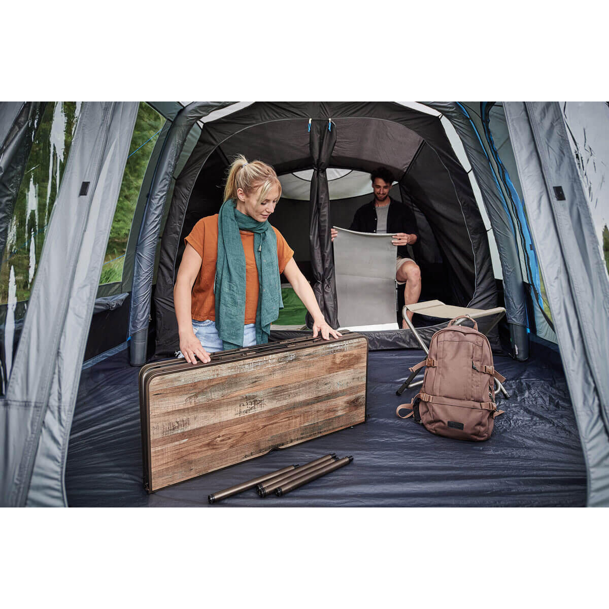 Table camping bois flotté + 2 bancs 4/4