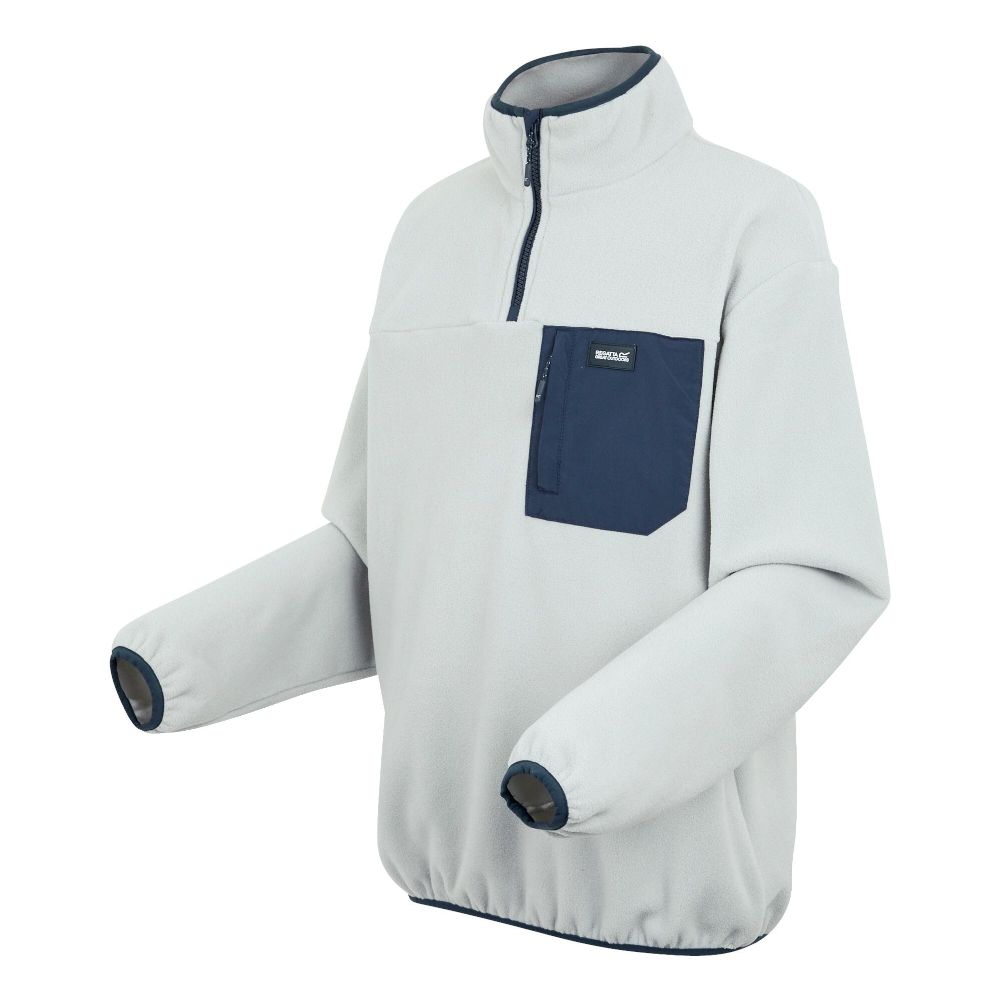 Heren Frankie Half Zip Fleece Top (Zilvergrijs/Navy) 3/4