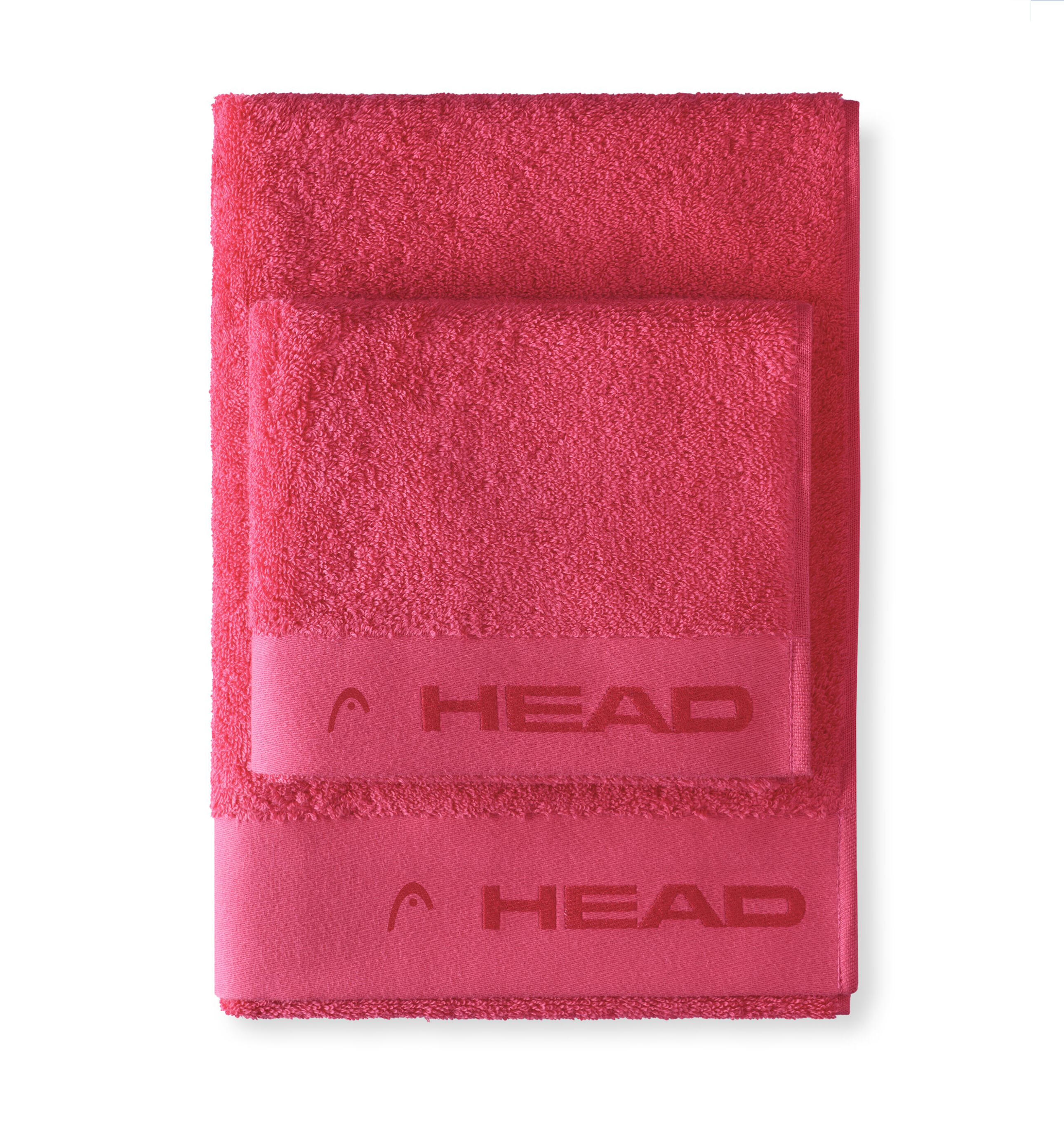HEAD Set Handtücher 40x50cm und 50x100cm aus Reiner Baumwolle 500g/m², Rose Fuchsia