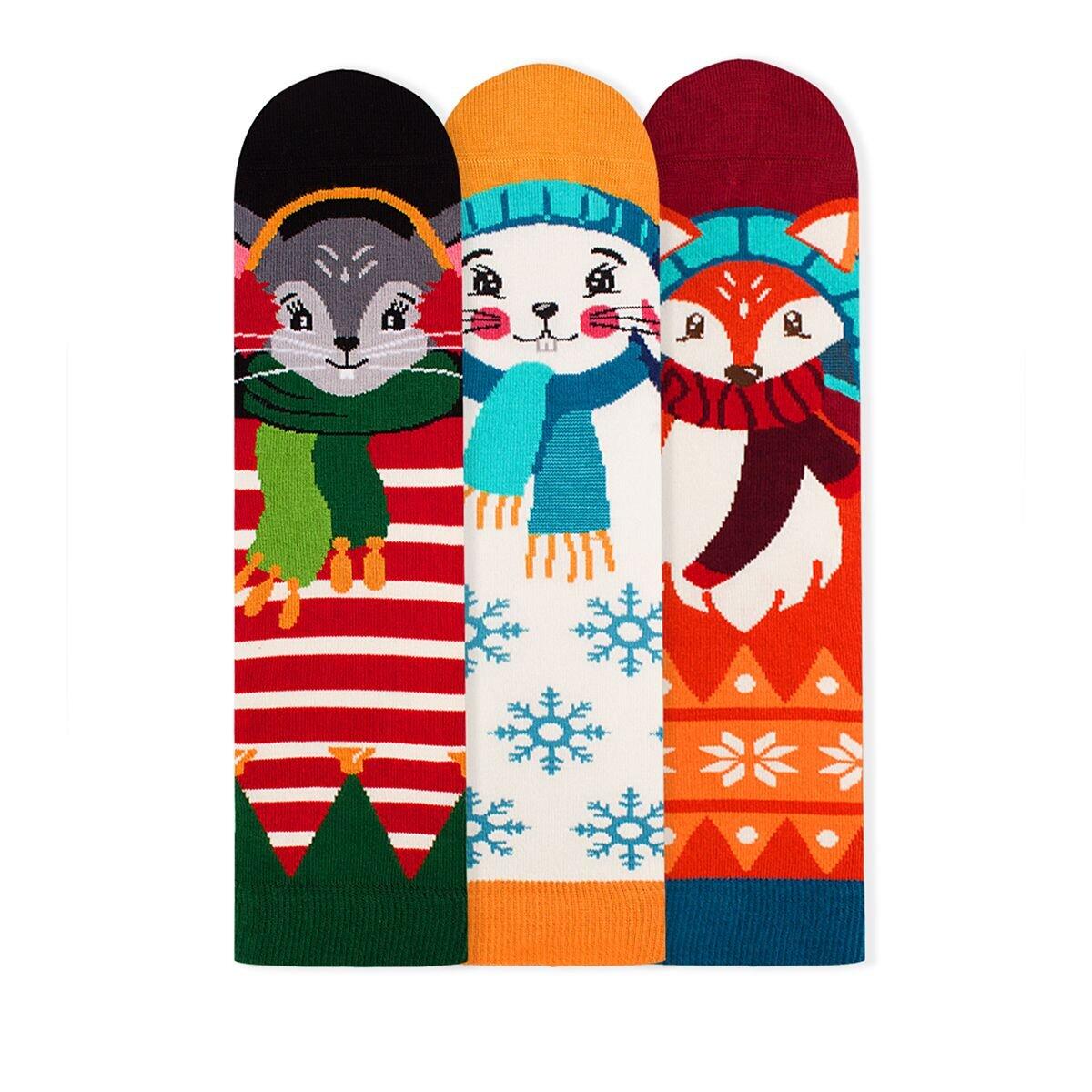 Sosete bambus de craciun BOX 3 Comfort Feet Socks CHRISTMAS Mouse Rabbit Fox