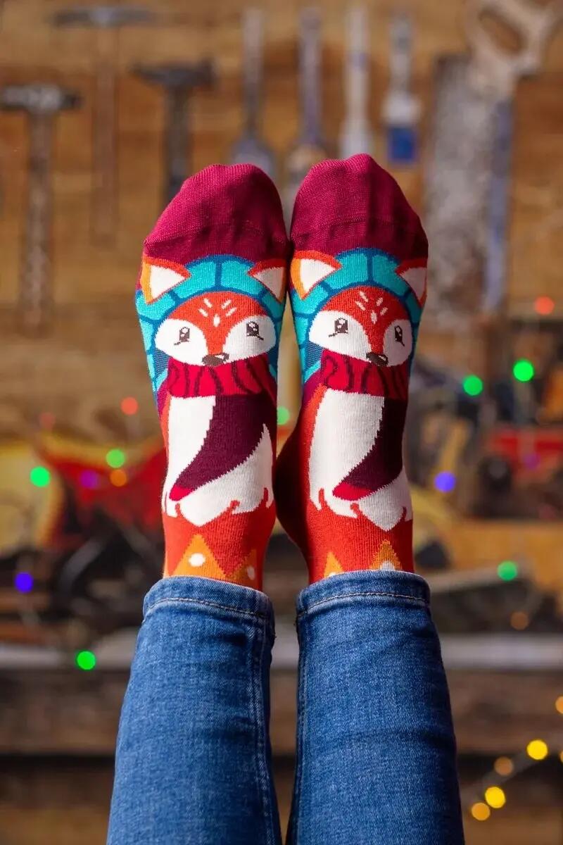Sosete bambus de craciun Comfort Feet Socks CHRISTMAS FOX 3/7