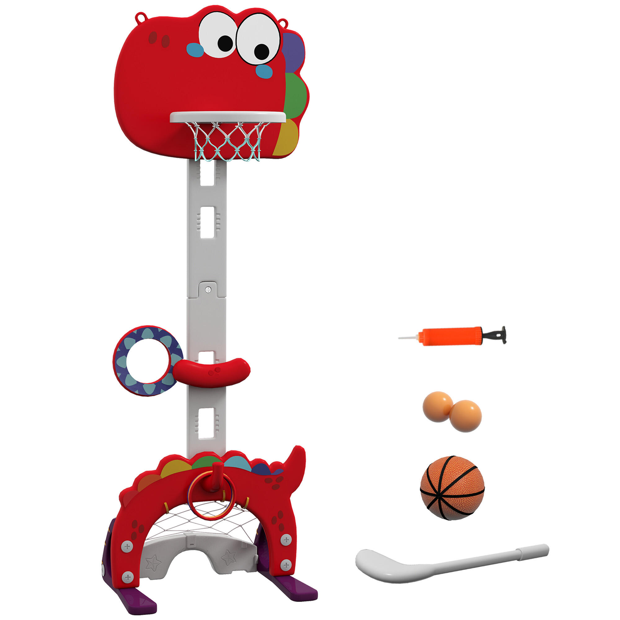 Tabela de basquetebol 5 em 1 46x51x134-152 cm vermelho AIYAPLAY