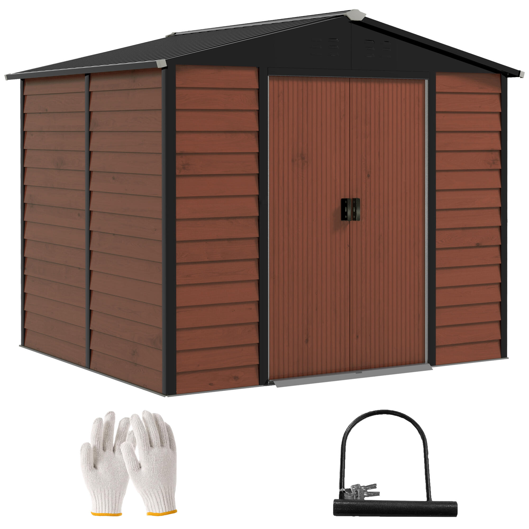 Abrigo de exterior 240x206x198 cm teca outsunny