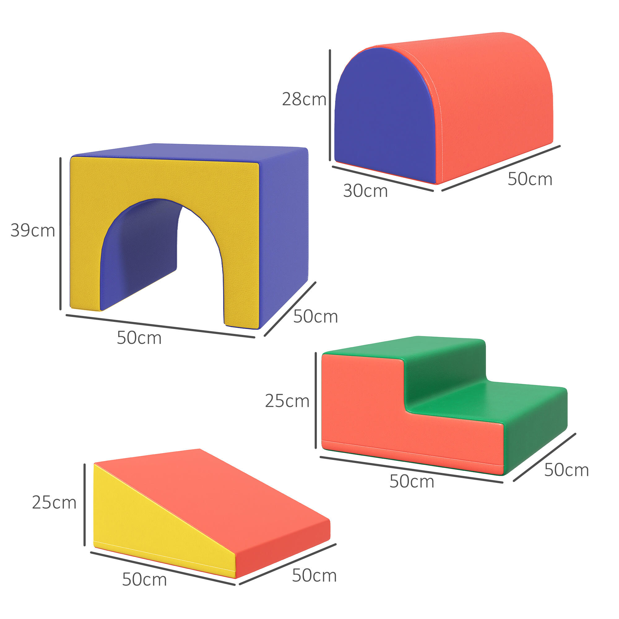 Bloques de Espuma HOMCOM 150x50x39 cm Multicolor 3/8