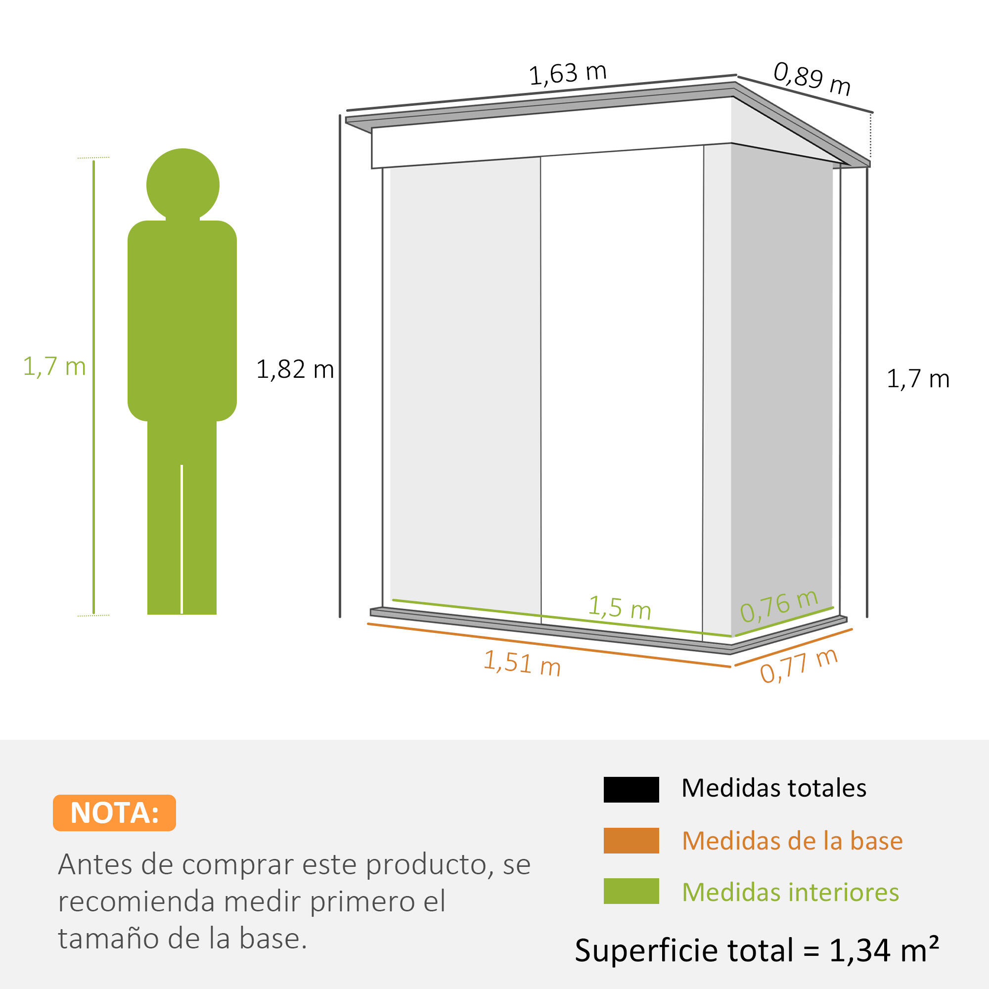 Abrigo de exterior 163x89x182 cm verde Outsunny 3/7