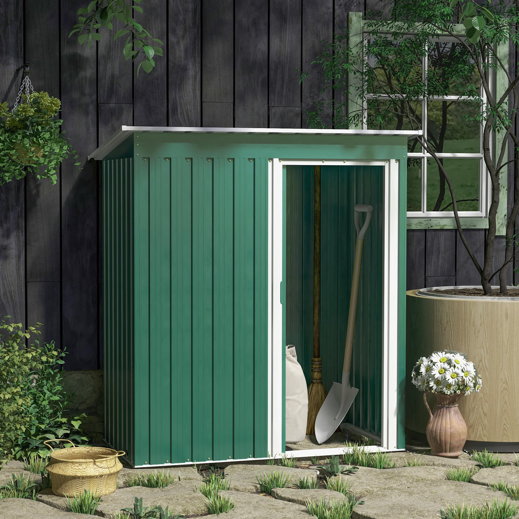 Abrigo de exterior 163x89x182 cm verde Outsunny 2/7