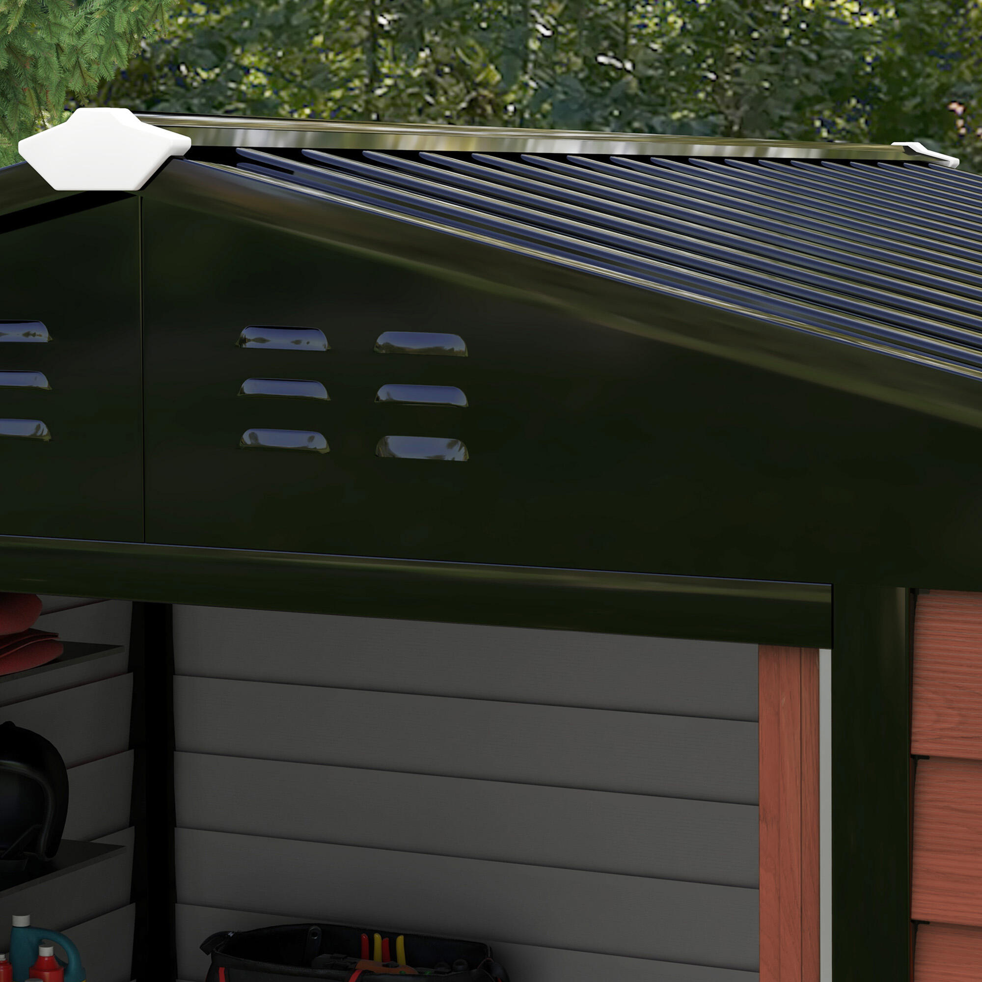 Abrigo de exterior 240x206x198 cm teca Outsunny 5/7