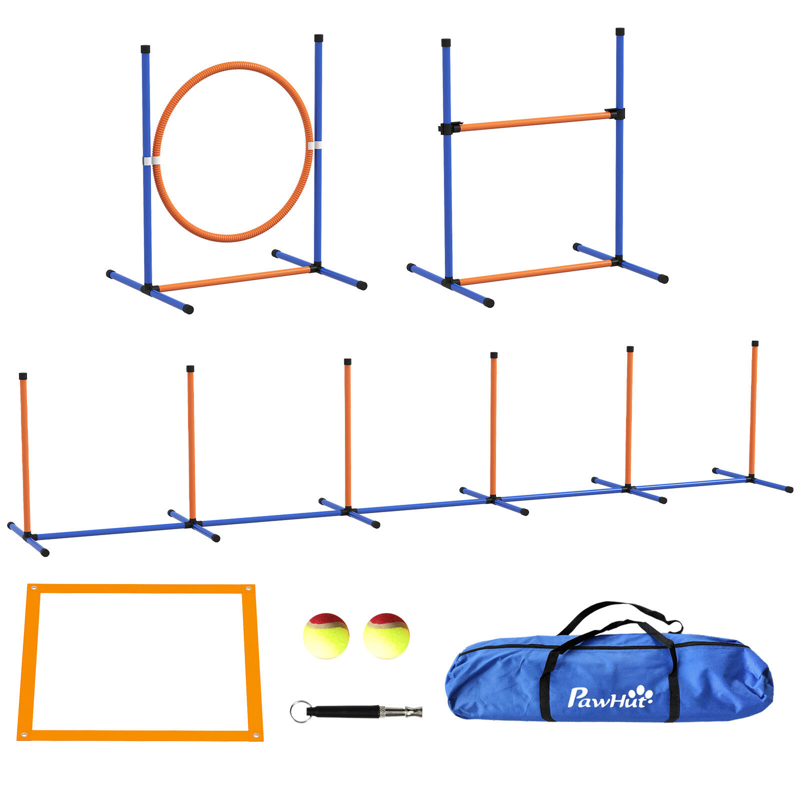 PAWHUT Conjunto de agilidade para cães 73x66x92 cm laranja e azul PawHut