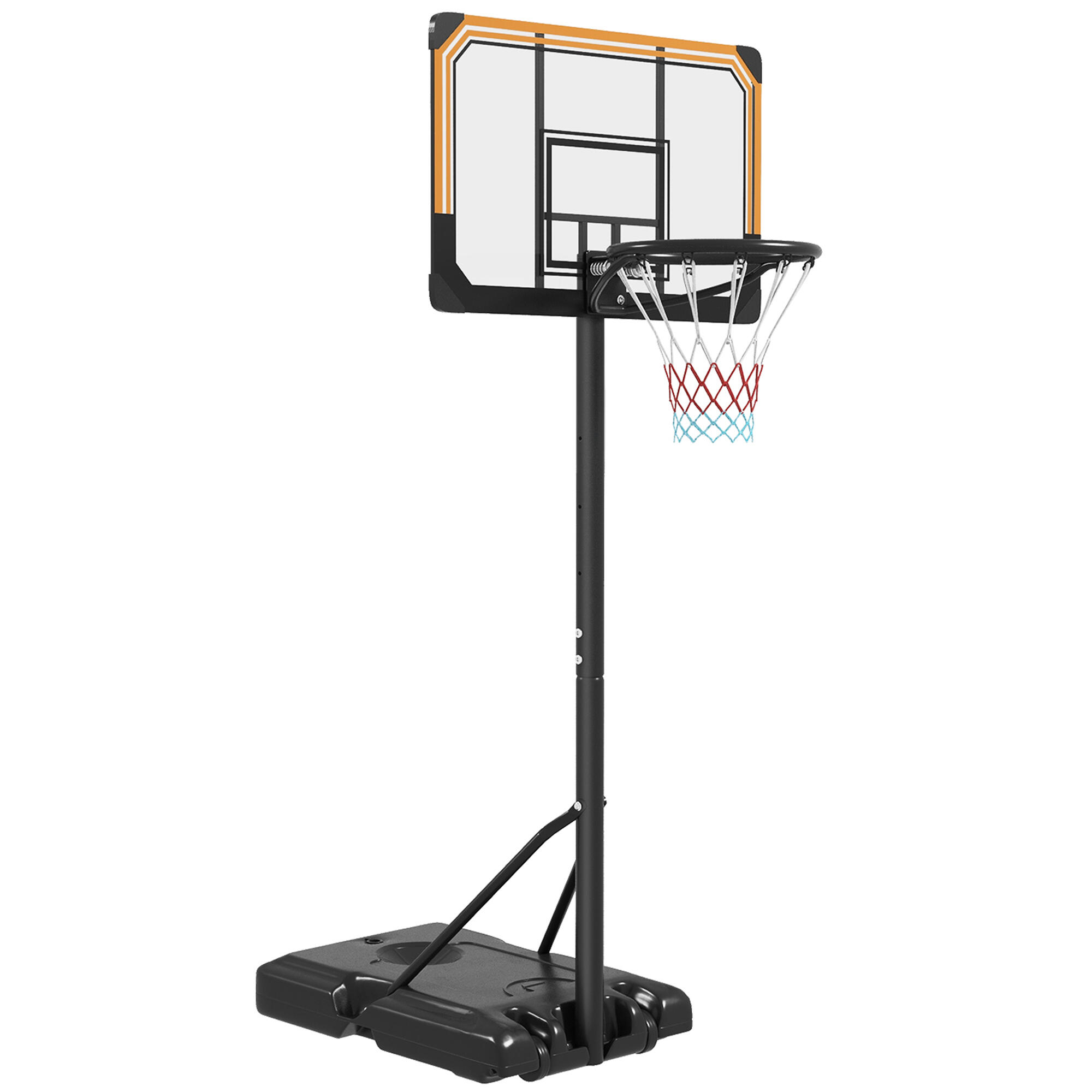 Tabela de basquetebol 71x45x235-264 cm preto sportnow