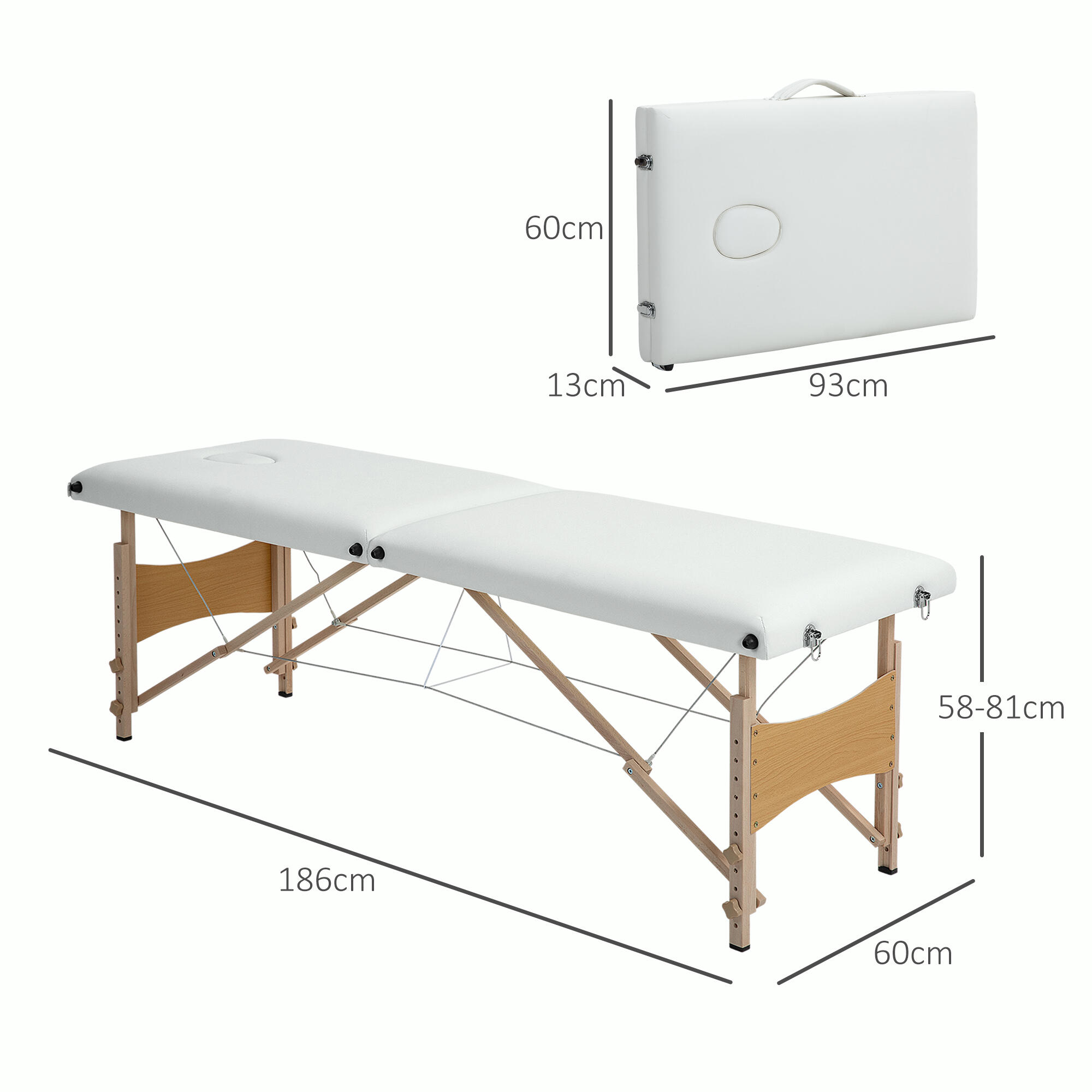 Camilla de Masaje HOMCOM 186x60x81 cm Crema 3/7