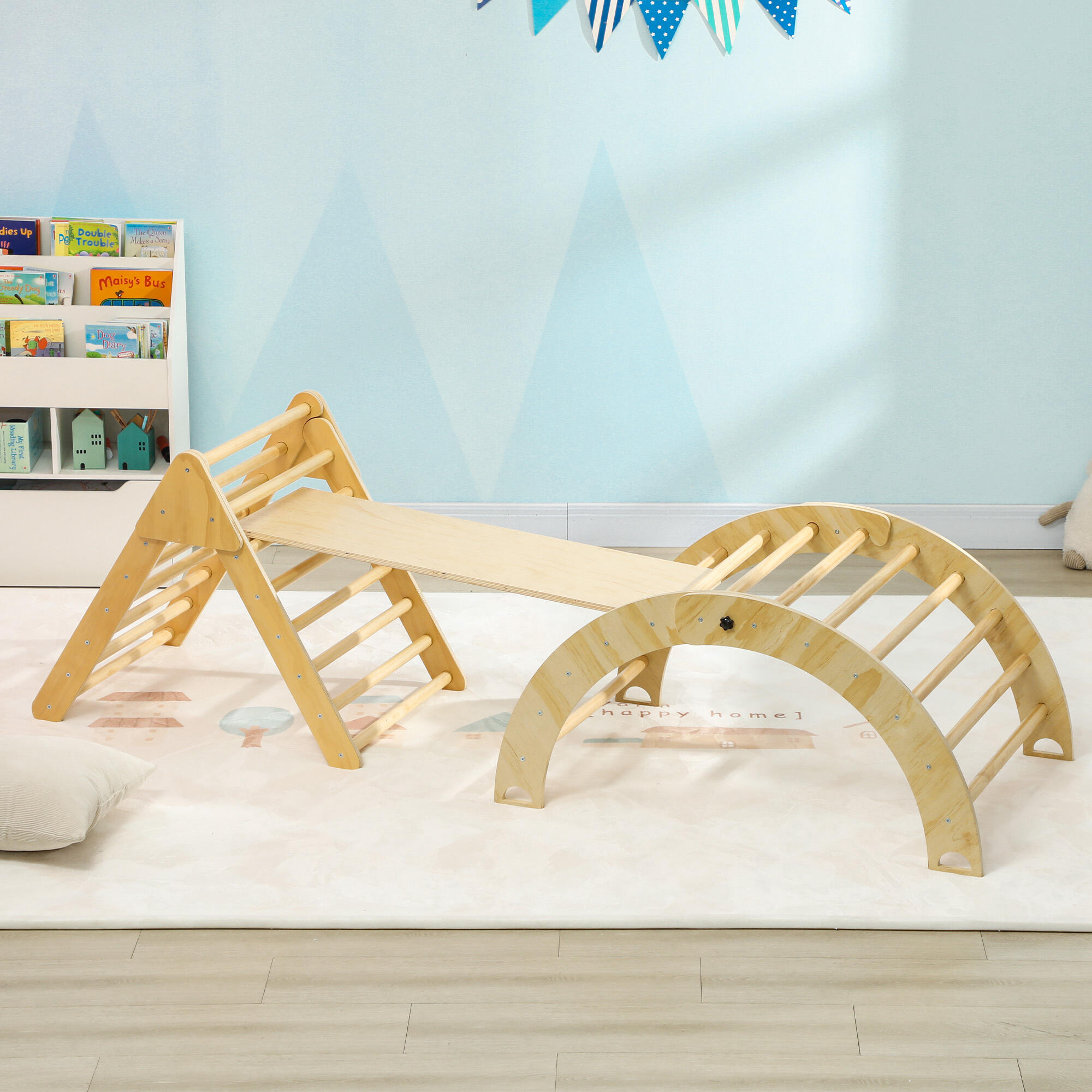 Escalador para Niños AIYAPLAY 219x72.5x68.5 cm Madera Natural 2/7
