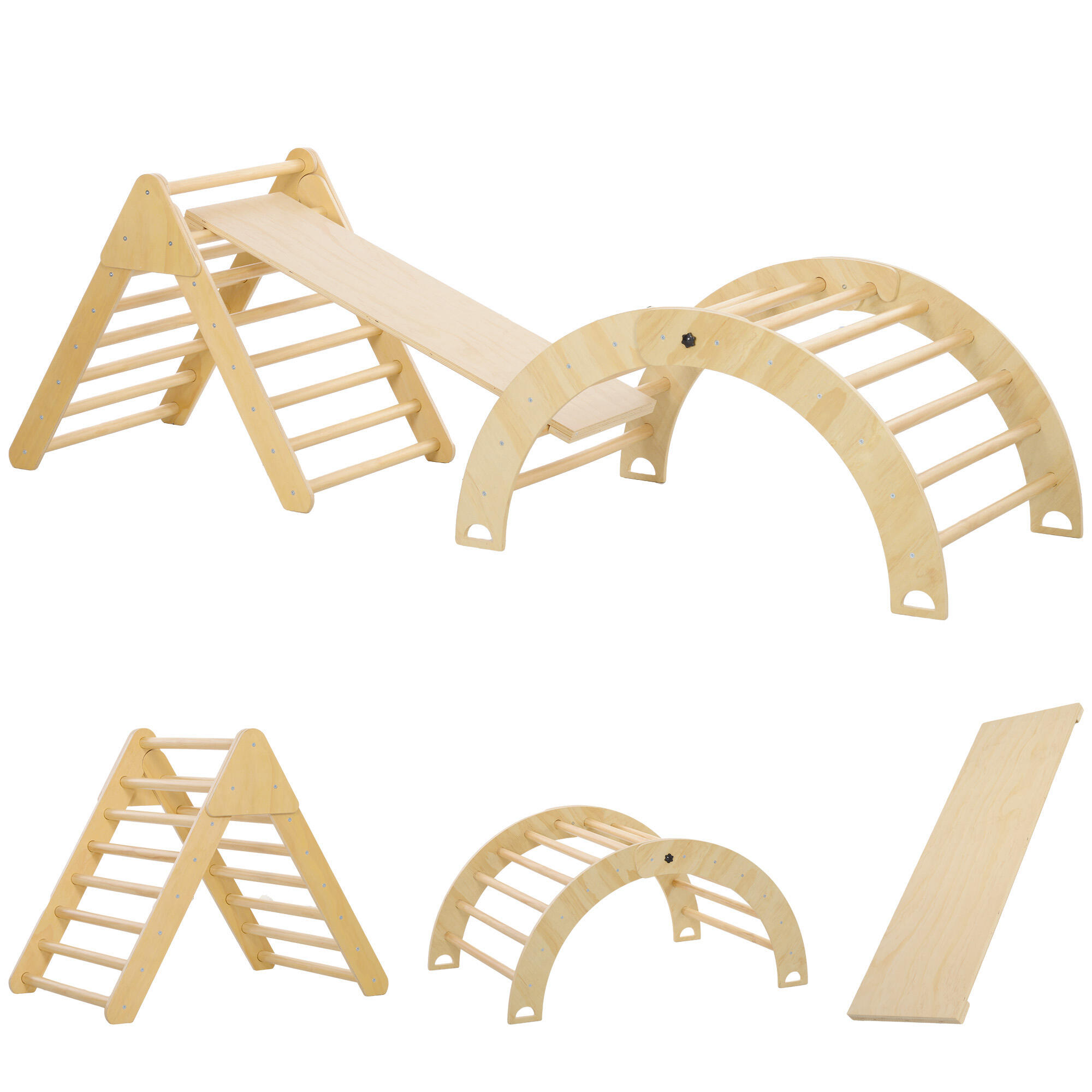 Escalador para Niños AIYAPLAY 219x72.5x68.5 cm Madera Natural 1/7