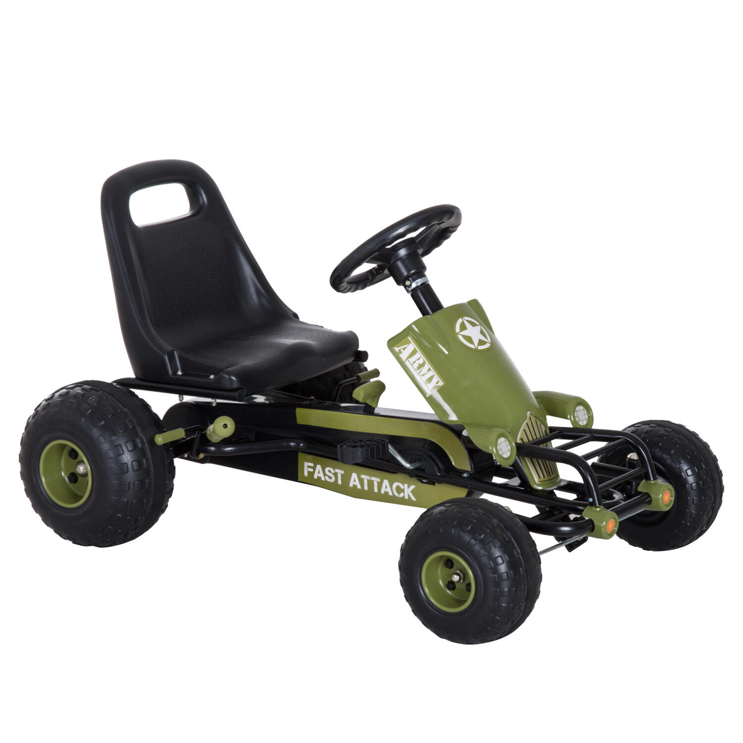 Kart a pedais homcom 99x65x56 cm preto e verde