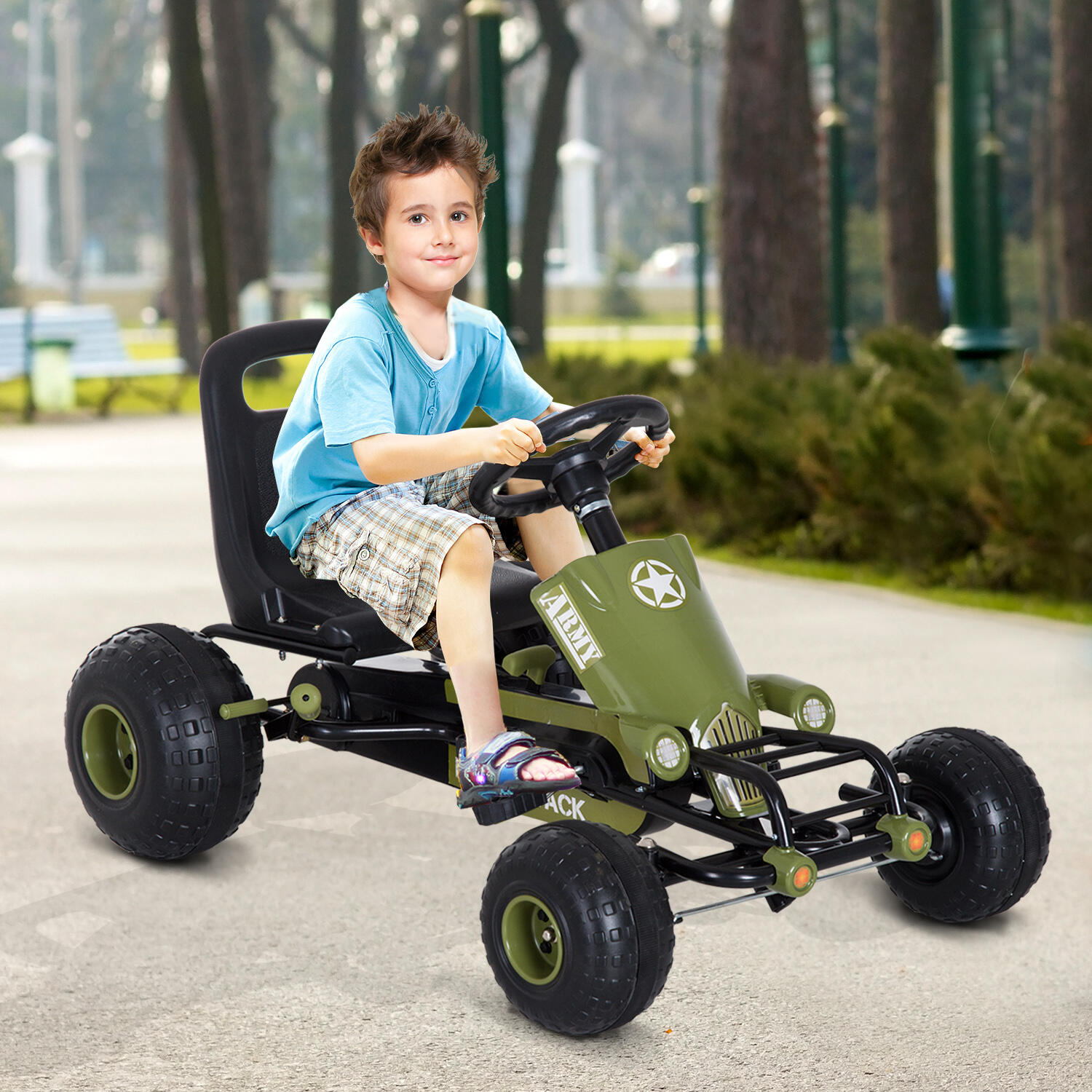 Kart a Pedais HOMCOM 99x65x56 cm Preto e Verde 2/6