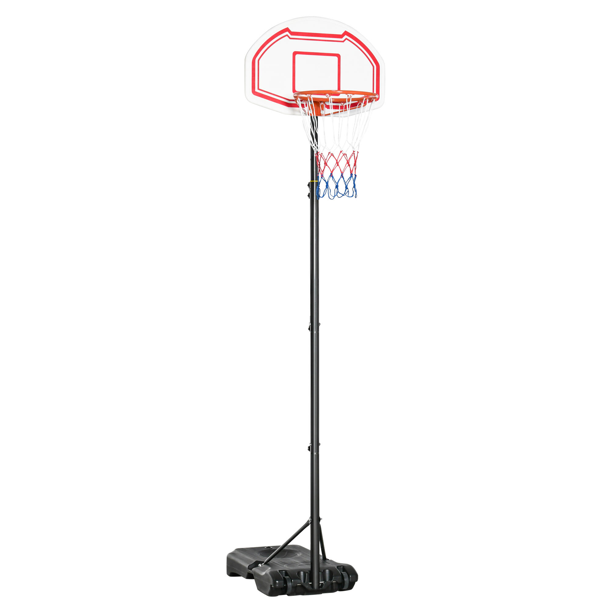 Tabela de basquetebol 70x45x258-314 cm branco, preto e vermelho HOMCOM